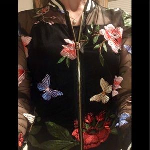 Sheer Floral Bomber